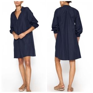 Brochu Walker Amaia Navy Blue V-Neck Shift Dress Sz L JCP3834